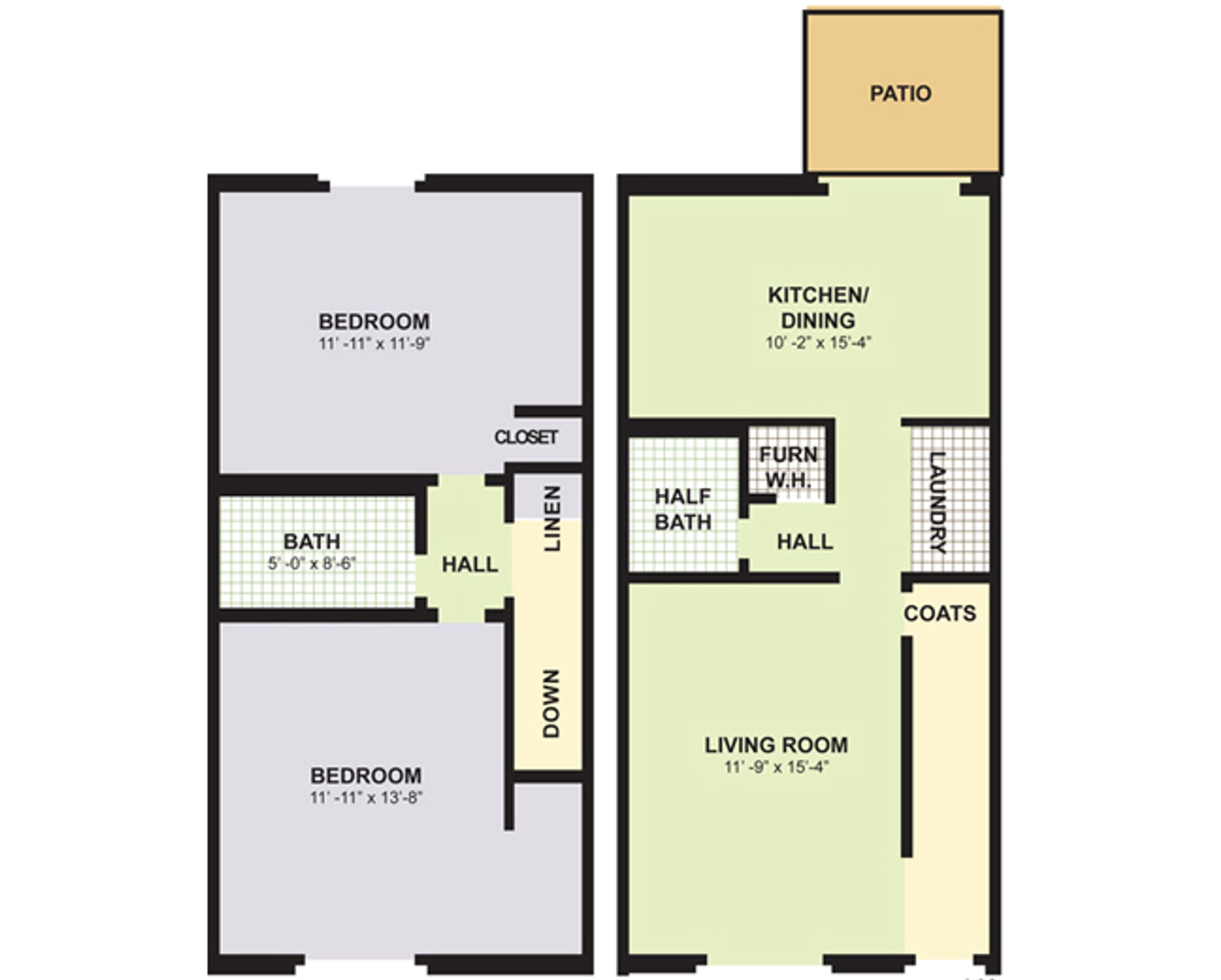 2 Bedroom Townhouse floorplan image